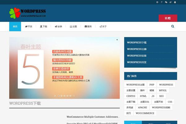 适合不同主题布局的WordPress免费响应式主题春叶
