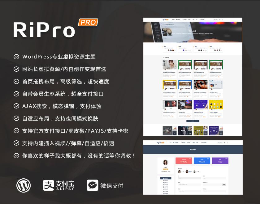 WordPress主题全新RiPro v5.5主题最新免授权学习版